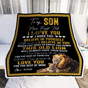 Personalized Lion To My Son Love You For The Rest Of Mine Fleece Blanket Gift For Son, Birthday Gift Home Decor Bedding Couch Sofa Soft And Comfy Cozy 1636772018067.jpg