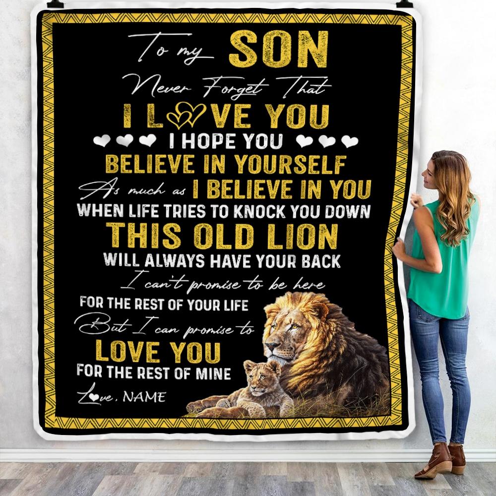 Personalized Lion To My Son Love You For The Rest Of Mine Fleece Blanket Gift For Son, Birthday Gift Home Decor Bedding Couch Sofa Soft And Comfy Cozy 1636772018082.jpg