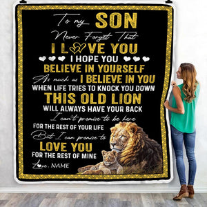 Personalized Lion To My Son Love You For The Rest Of Mine Fleece Blanket Gift For Son, Birthday Gift Home Decor Bedding Couch Sofa Soft And Comfy Cozy 1636772018082.jpg