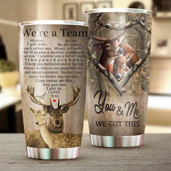Gift For Couple Tumbler, Deer Couple, You & Me We Got This We're A Team 1636949941518.jpg