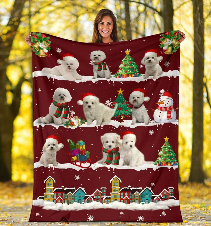 Cute Bichon Frise Christmas Red Blanket Gift For Dog Lovers Birthday Gift Home Decor Bedding Couch Sofa Soft And Comfy Cozy 1637548100332.jpg