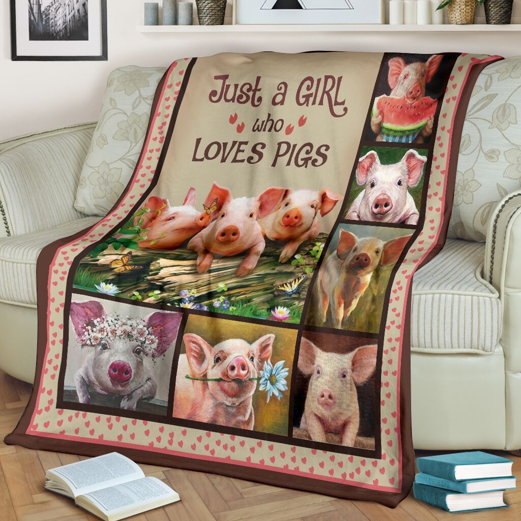 Just A Girl Who Loves Pigs Fleece Blanket Birthday Gift Home Decor Bedding Couch Sofa Soft And Comfy Cozy Gift Idea For Pigs Lovers, Gift For Friend Family 1637564005921.jpg