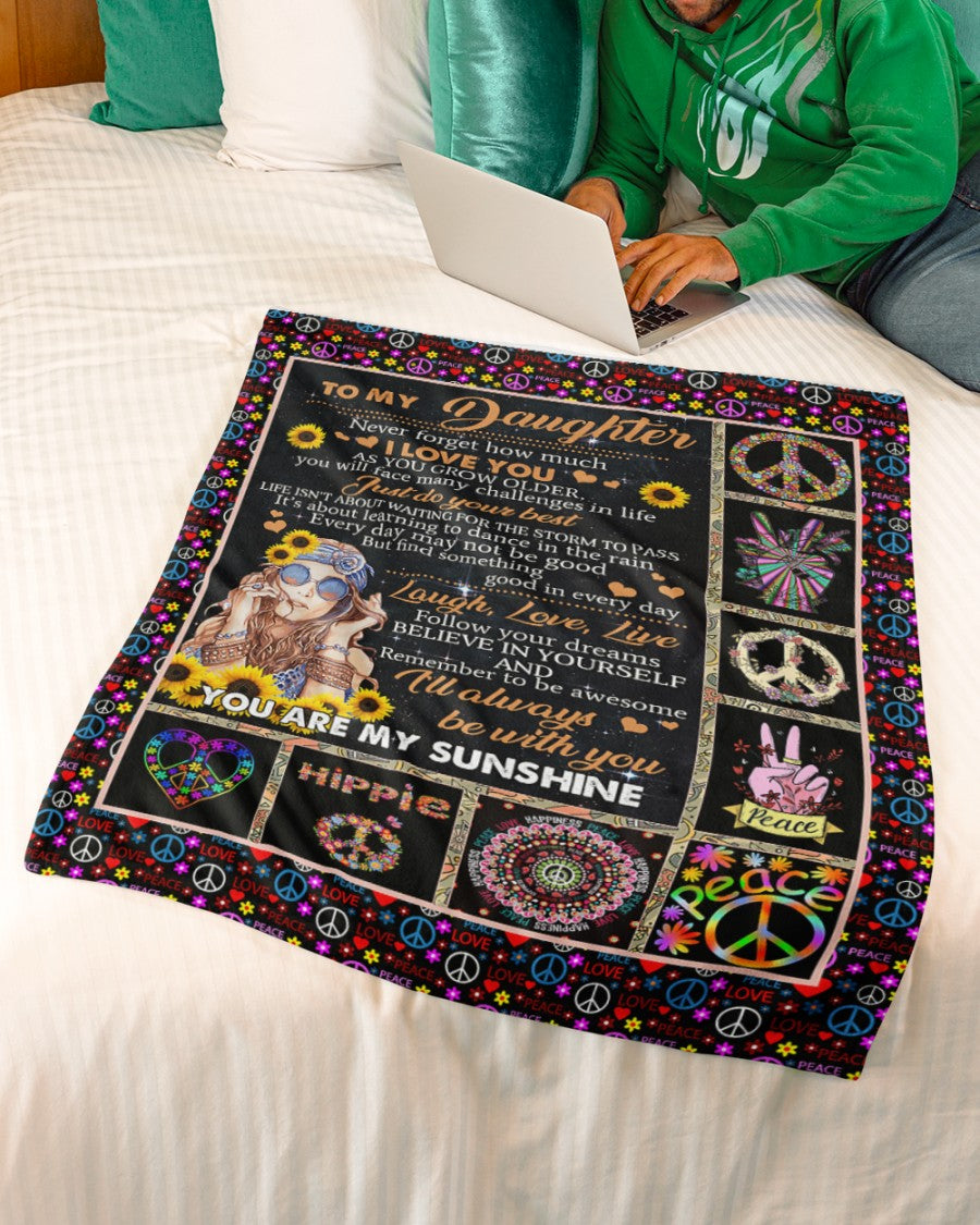 To My Daughter You Are My Sunshine Hippie Girl Blanket Gift For Daughter Birthday Gift Home Decor Bedding Couch Sofa Soft And Comfy Cozy 1637572319888.jpg