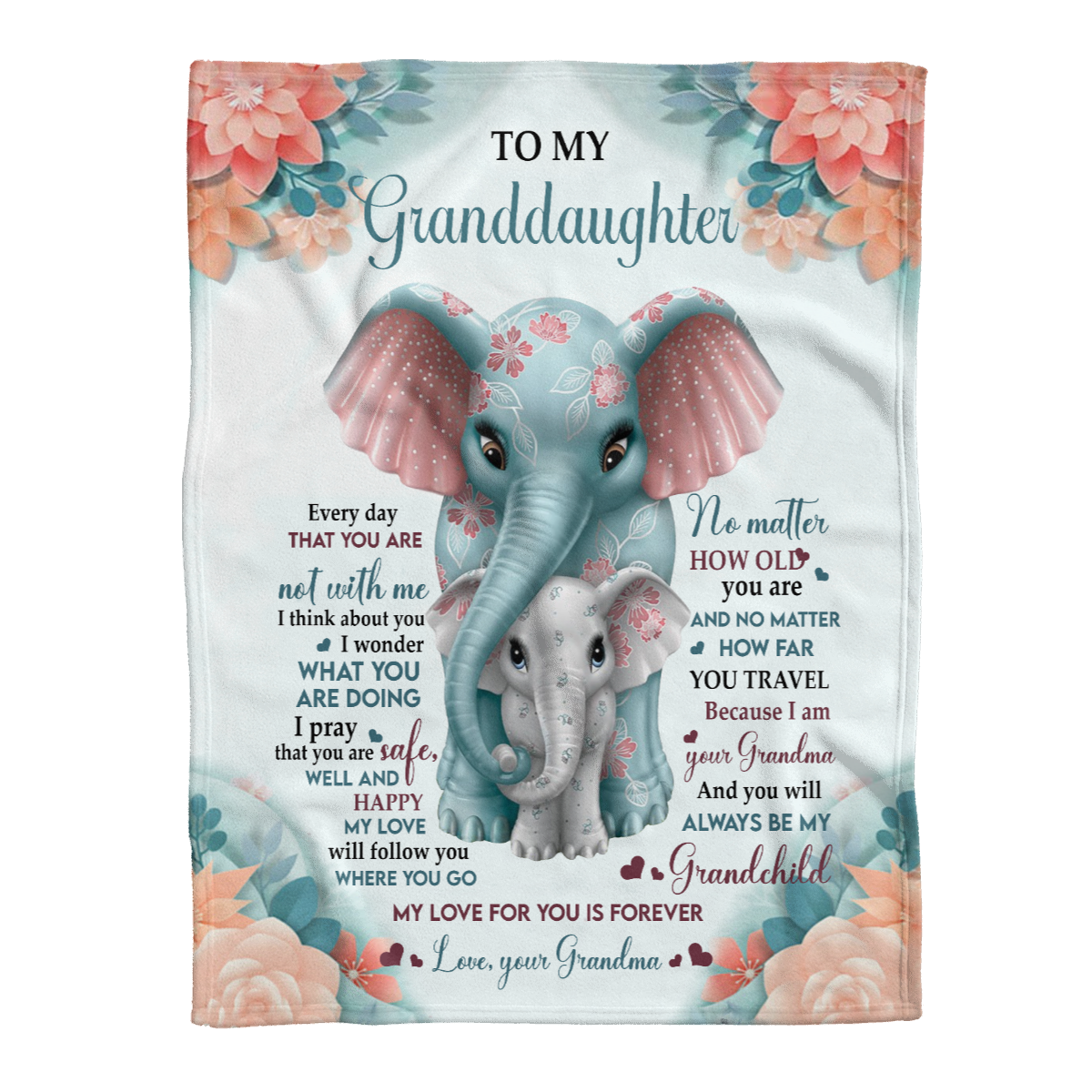 Gift For Granddaughter Blanket, Elephant To My Granddaughter You Will Always Be My Grandchild 1637728781613.png
