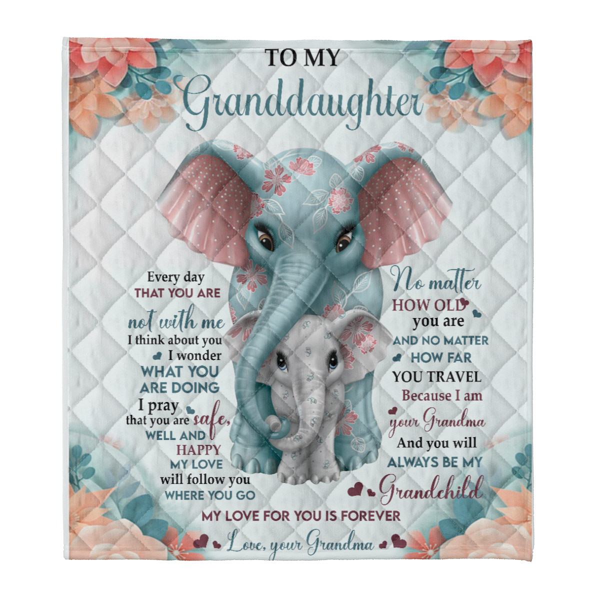 Gift For Granddaughter Blanket, Elephant To My Granddaughter You Will Always Be My Grandchild 1637728789813.png