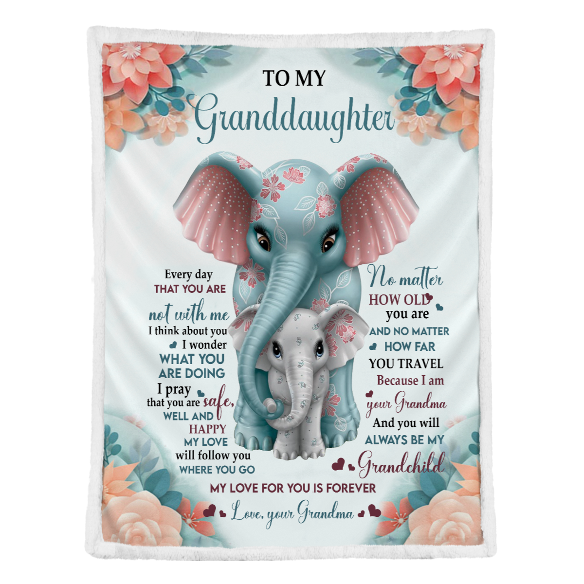 Gift For Granddaughter Blanket, Elephant To My Granddaughter You Will Always Be My Grandchild 1637728796092.png