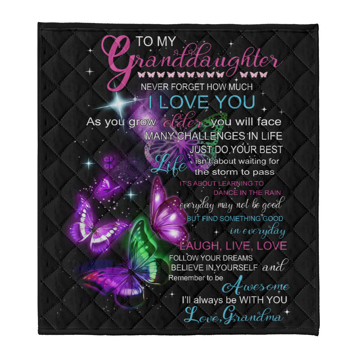 Gift For Granddaughter Blanket, To My Granddaughter Butterfly Never Forget How Much I Love You - Love From Grandma 1637736381737.png