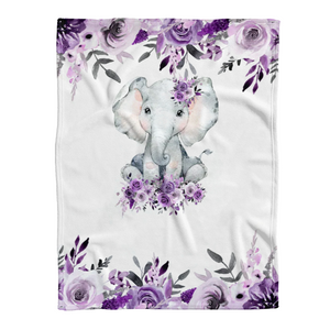 Personalized Baby Girl Blanket - Elephant Baby Blanket -baby Name Blanket -baby Shower Gift-personalized Baby Gift - Purple Floral Baby Blanket 1637738075563.png