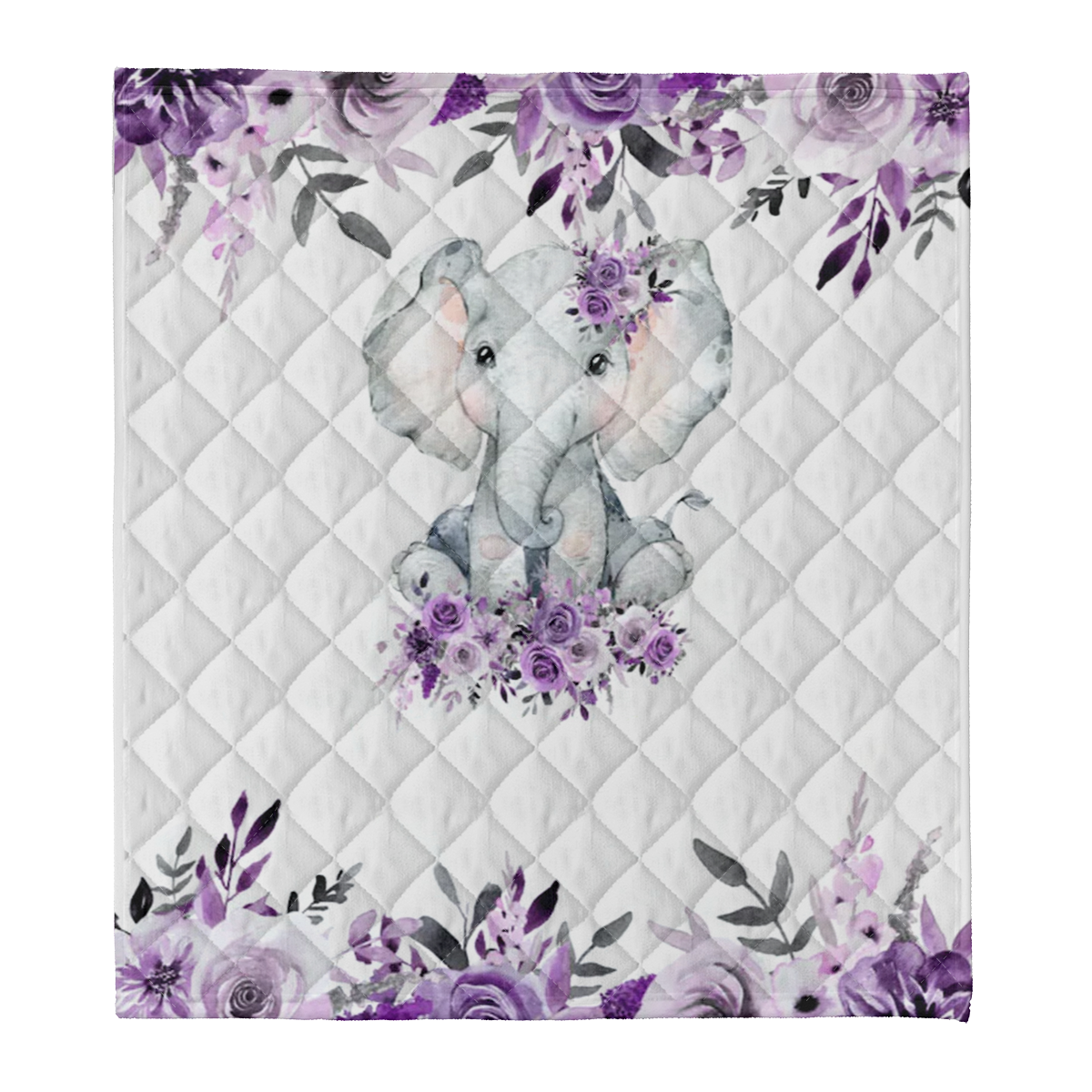 Personalized Baby Girl Blanket - Elephant Baby Blanket -baby Name Blanket -baby Shower Gift-personalized Baby Gift - Purple Floral Baby Blanket 1637738082122.png