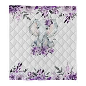 Personalized Baby Girl Blanket - Elephant Baby Blanket -baby Name Blanket -baby Shower Gift-personalized Baby Gift - Purple Floral Baby Blanket 1637738082122.png
