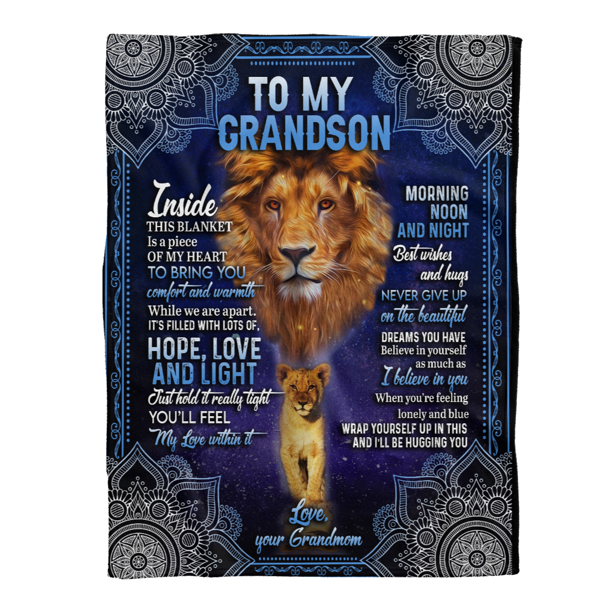 Gift For Grandson Blanket, To My Grandson Lion I Believe In You 1637738879780.png