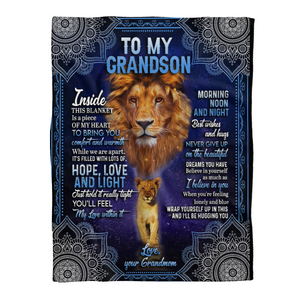 Gift For Grandson Blanket, To My Grandson Lion I Believe In You 1637738879780.png