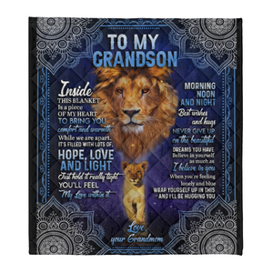 Gift For Grandson Blanket, To My Grandson Lion I Believe In You 1637738887318.png