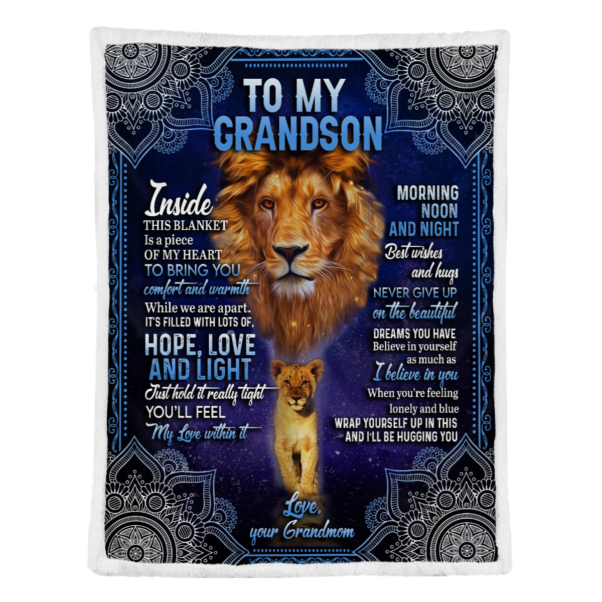 Gift For Grandson Blanket, To My Grandson Lion I Believe In You 1637738892279.png