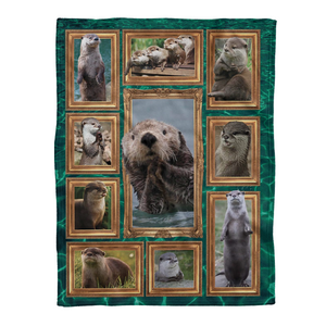 Cute Otters For Otter Lovers Fleece Blanket - Quilt Blanket 1637741550212.png