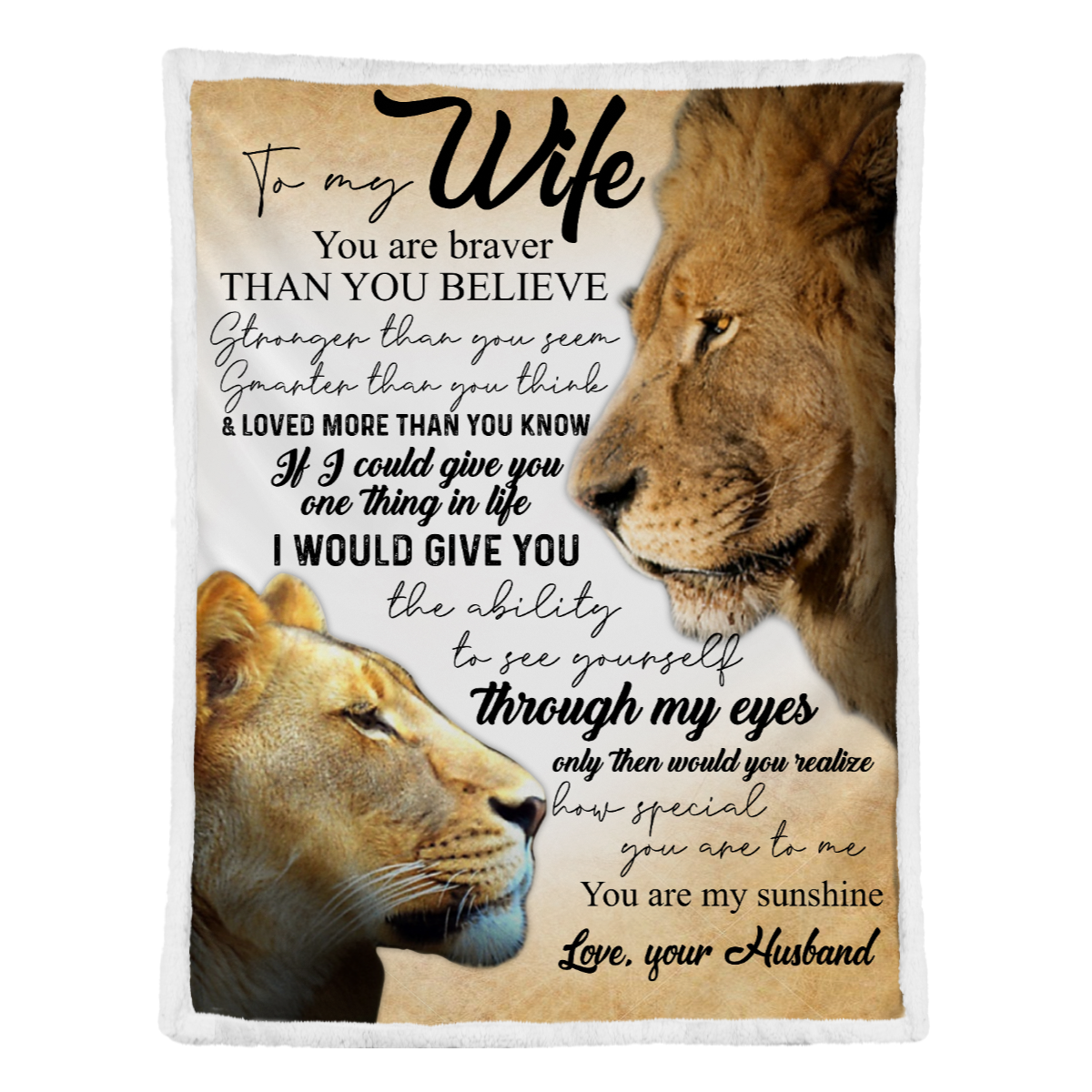 Gift For Wife Blanket, To My Wife You Are Braver Than You Believe Lion 1637894752644.png