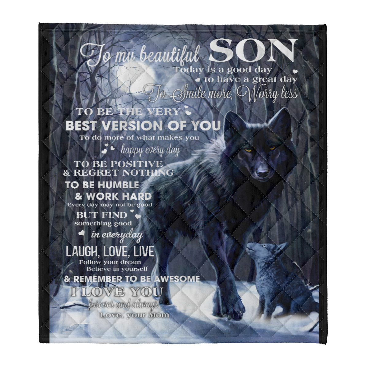 Gift For Son Blanket, Wolf To My Beautiful Son Today Is A Good Day To Have A Great Day - Love From Mom 1637902852577.png