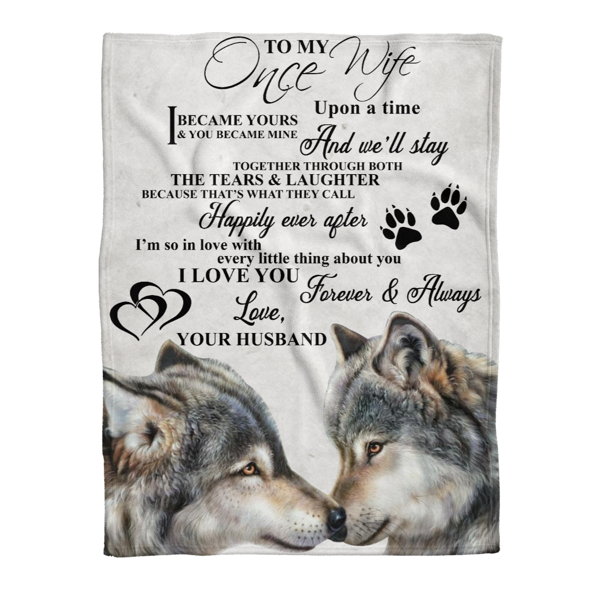 Gift For Wife Blanket, To My Wife I Love You Forever & Always Wolf - Love From Husband 1638154328336.png