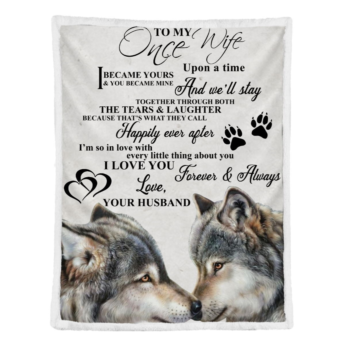 Gift For Wife Blanket, To My Wife I Love You Forever & Always Wolf - Love From Husband 1638154335516.png