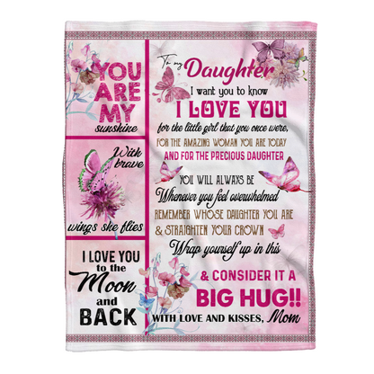 Gift For Daughter Blanket, Pink Butterfly To My Daughter I Want You To Know I Love You - Love From Mom 1638160950376.png