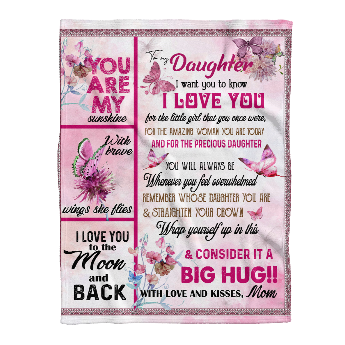 Gift For Daughter Blanket, Pink Butterfly To My Daughter I Want You To Know I Love You - Love From Mom 1638160950376.png