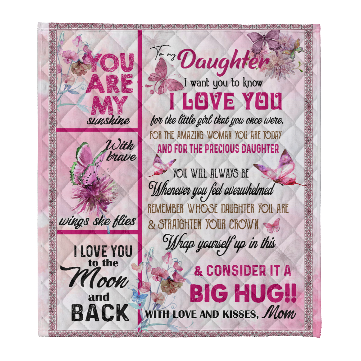 Gift For Daughter Blanket, Pink Butterfly To My Daughter I Want You To Know I Love You - Love From Mom 1638160954212.png