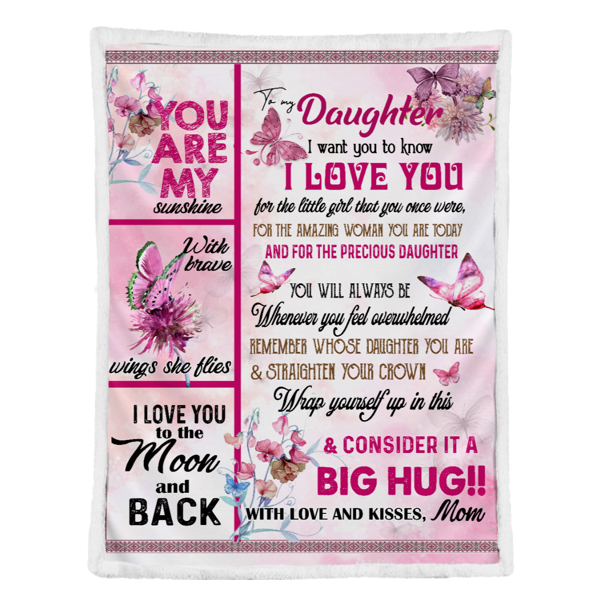 Gift For Daughter Blanket, Pink Butterfly To My Daughter I Want You To Know I Love You - Love From Mom 1638160957713.png