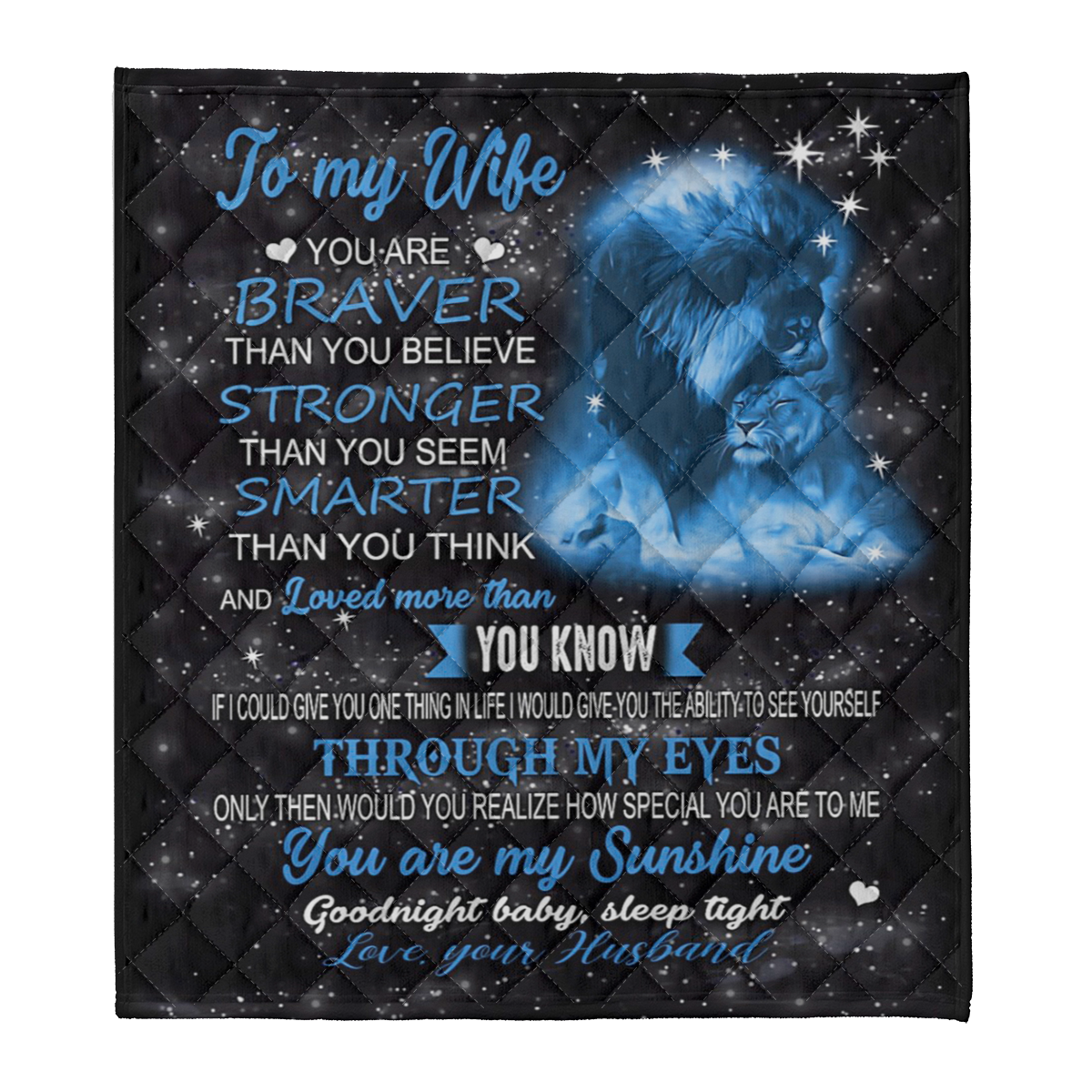 Gift For Wife Blanket, Lion To My Wife You Are Braver Than You Believe Stronger Than You Seem Gift From Husband Fleece Blanket 1638169844146.png