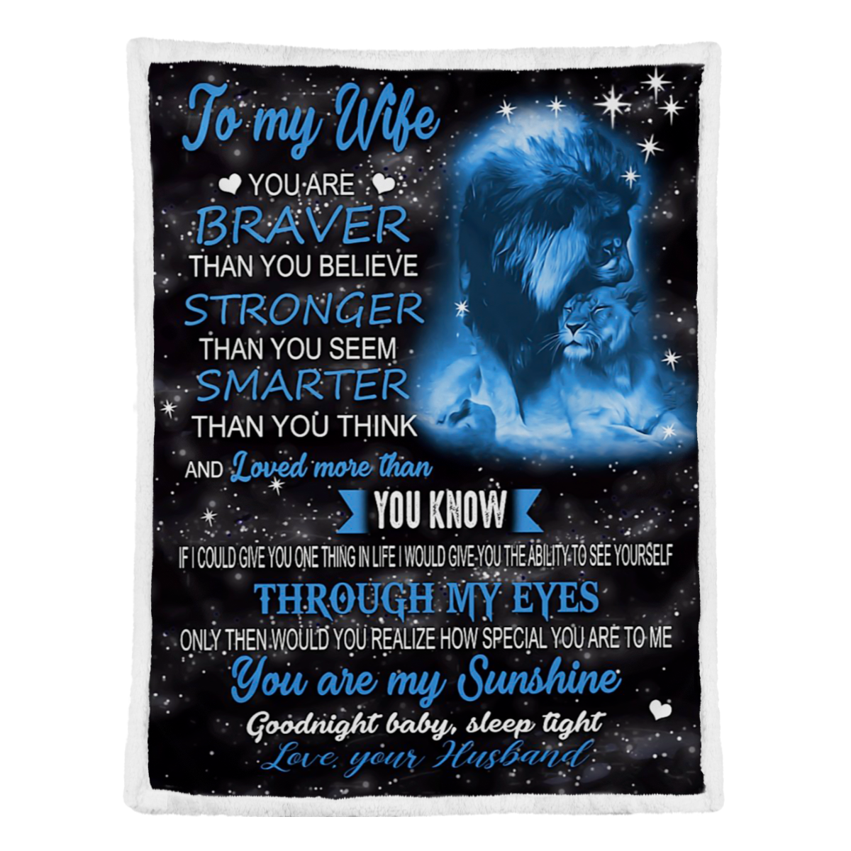 Gift For Wife Blanket, Lion To My Wife You Are Braver Than You Believe Stronger Than You Seem Gift From Husband Fleece Blanket 1638169847929.png
