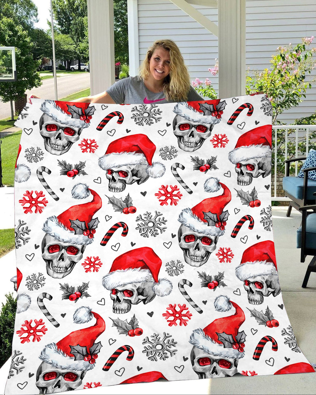 Skull Christmas Fleece Blanket Funny Blanket Gift For Christmas Birthday Gift Bedding Couch Sofa Soft And Comfy Cozy 1638176519967.jpg