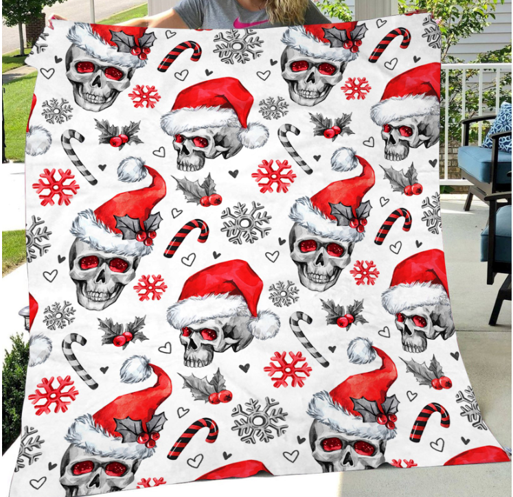 Skull Christmas Fleece Blanket Funny Blanket Gift For Christmas Birthday Gift Bedding Couch Sofa Soft And Comfy Cozy 1638176520533.png