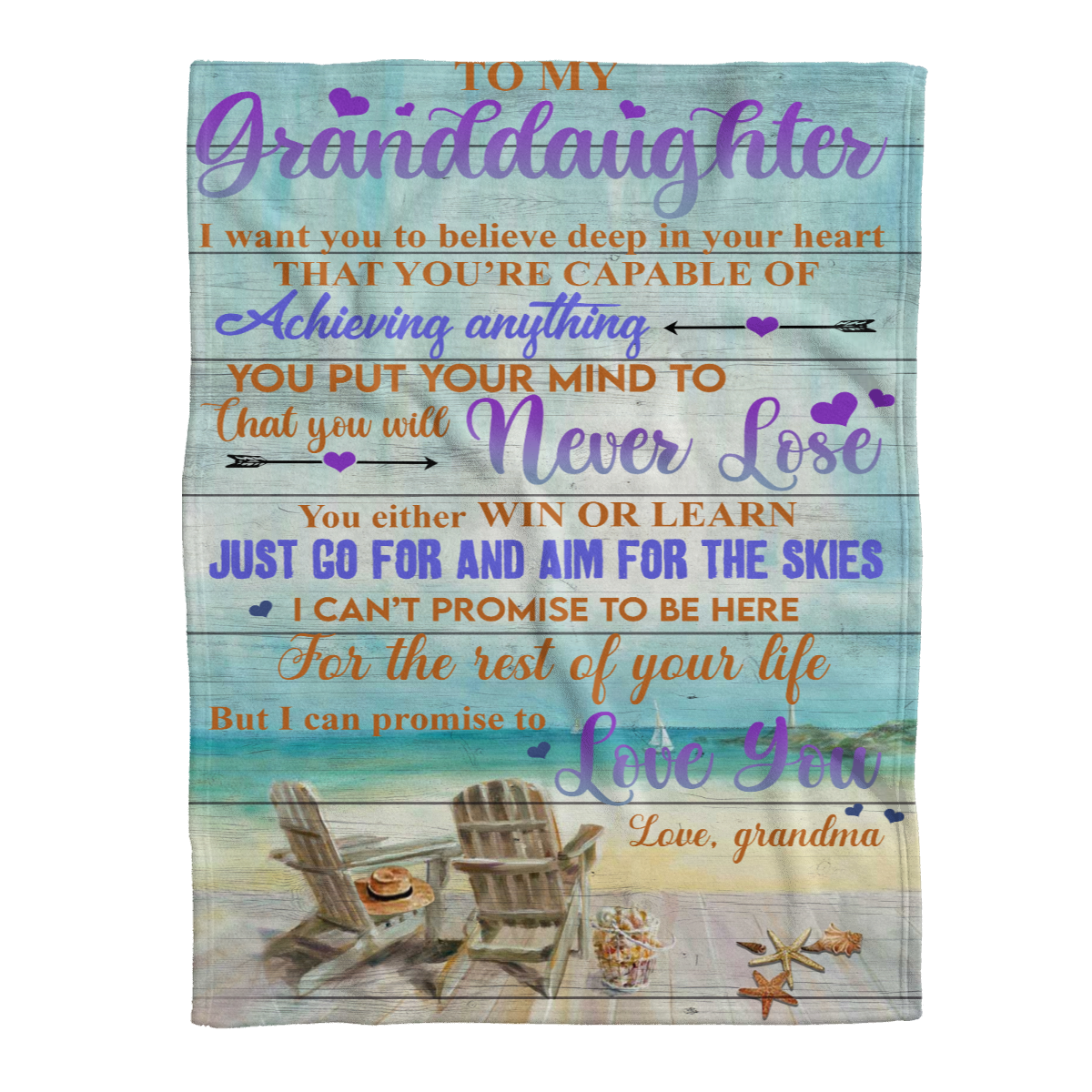 Gift For Granddaughter Blanket, To My Granddaughter I Can Promise To Love You Beach 1638181222772.png