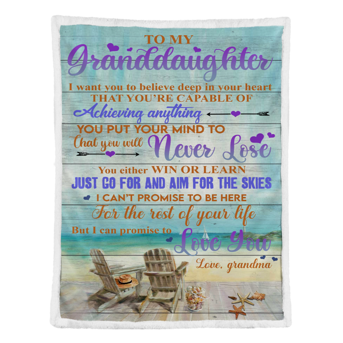 Gift For Granddaughter Blanket, To My Granddaughter I Can Promise To Love You Beach 1638181230790.png