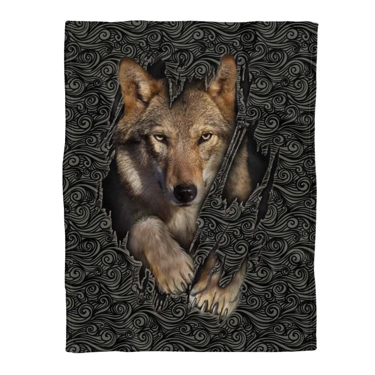 Wolf Blanket, 3d Black Wolf Fleece Blanket 1638239421267.png