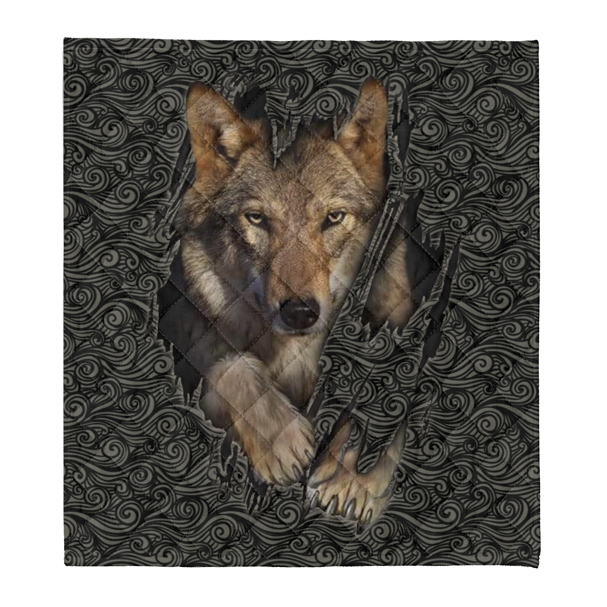 Wolf Blanket, 3d Black Wolf Fleece Blanket 1638239426348.png