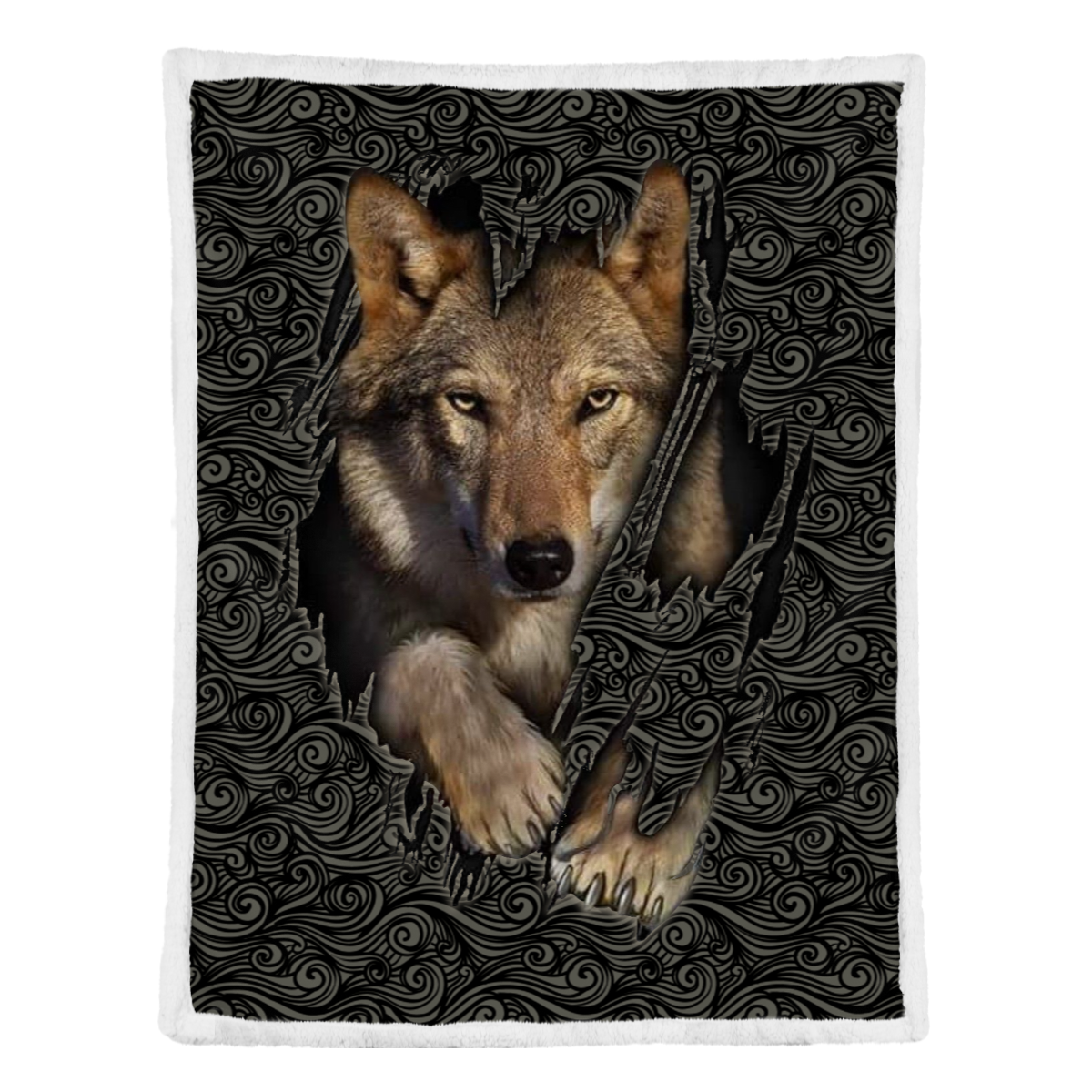 Wolf Blanket, 3d Black Wolf Fleece Blanket 1638239430165.png
