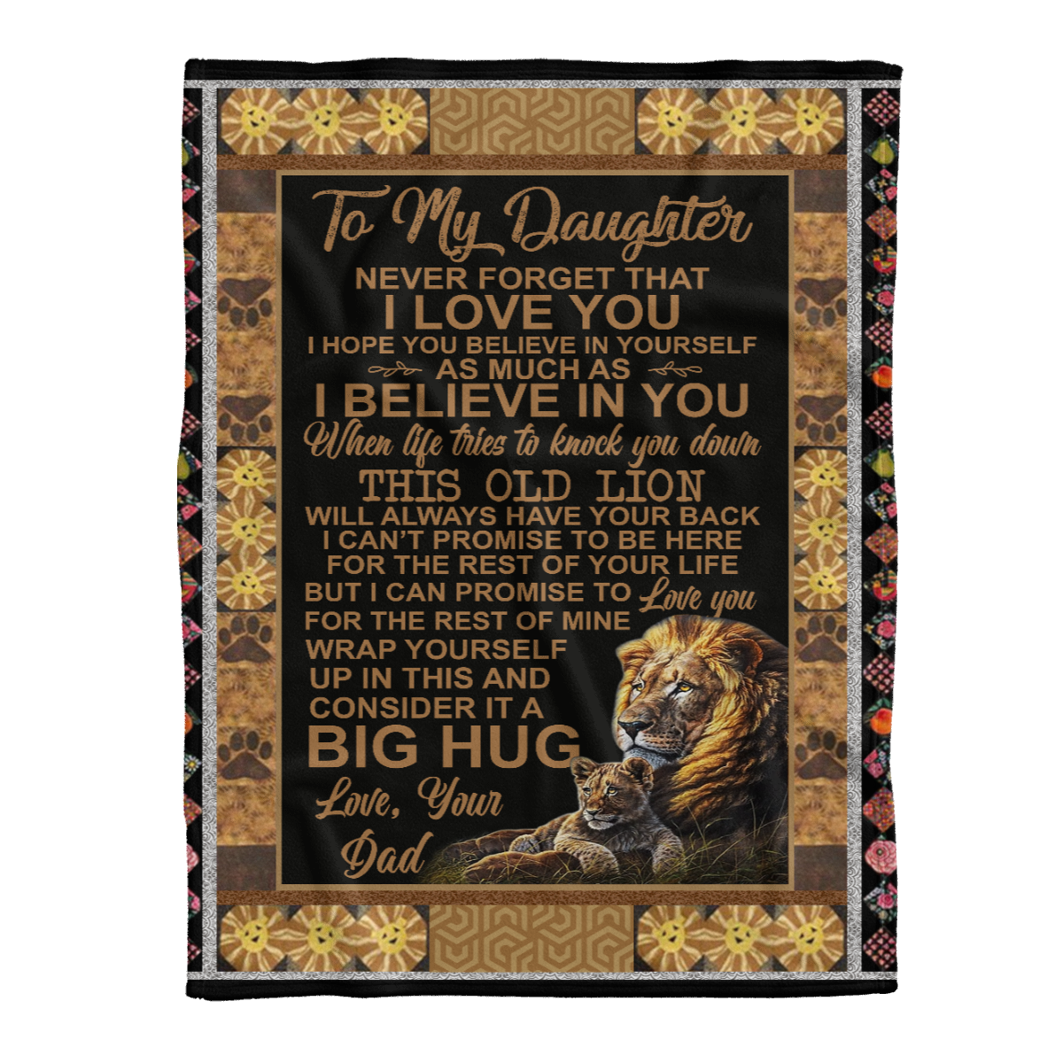 Gift For Daughter Blanket, Lion To My Daughter Never Forget That I Love You I Believe In You 1638243096019.png