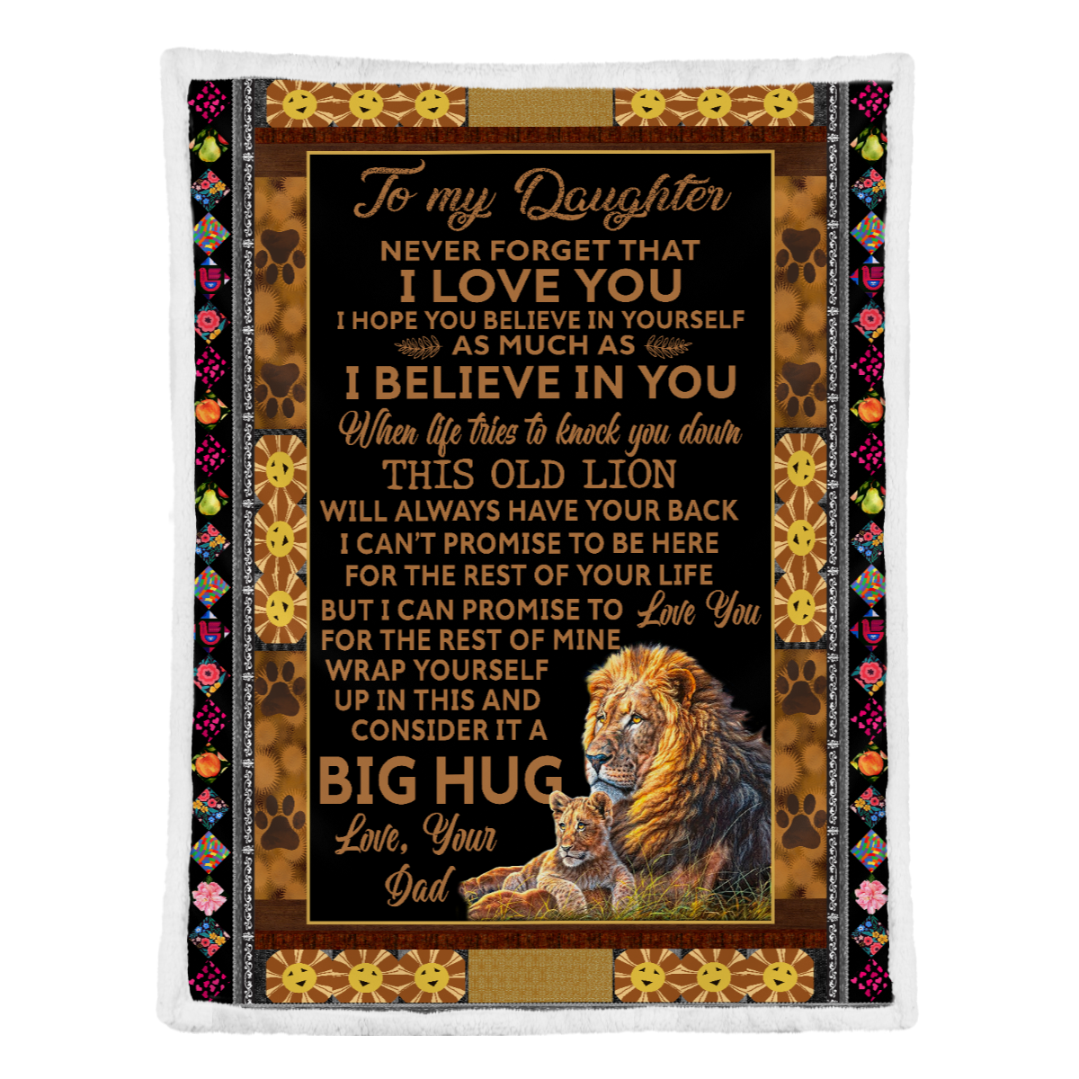 Gift For Daughter Blanket, Lion To My Daughter Never Forget That I Love You I Believe In You 1638243107782.png