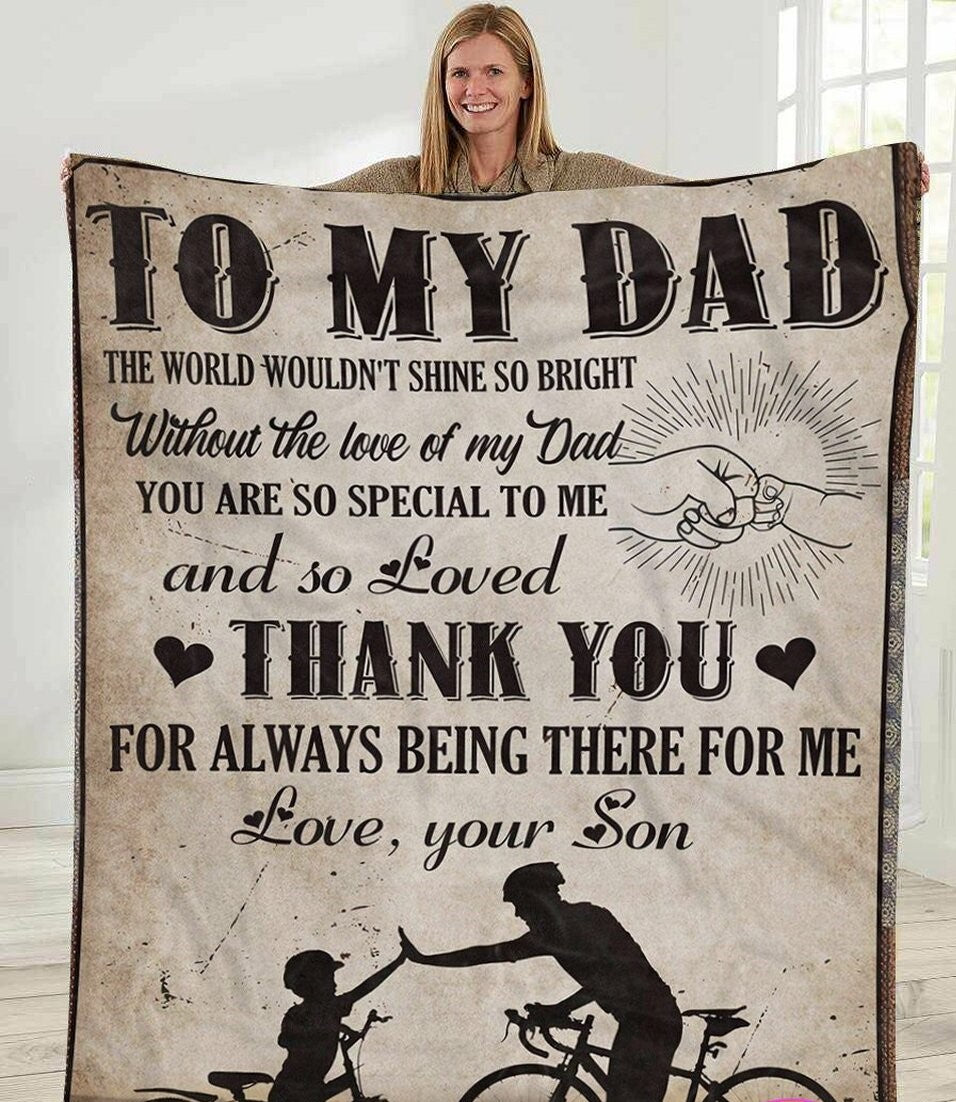 To My Dad Thank You For Always By My Side Cycling Blanket Gift For Dad From Son Birthday Gift Home Decor Bedding Couch Sofa Soft And Comfy Cozy 1638254788918.jpg