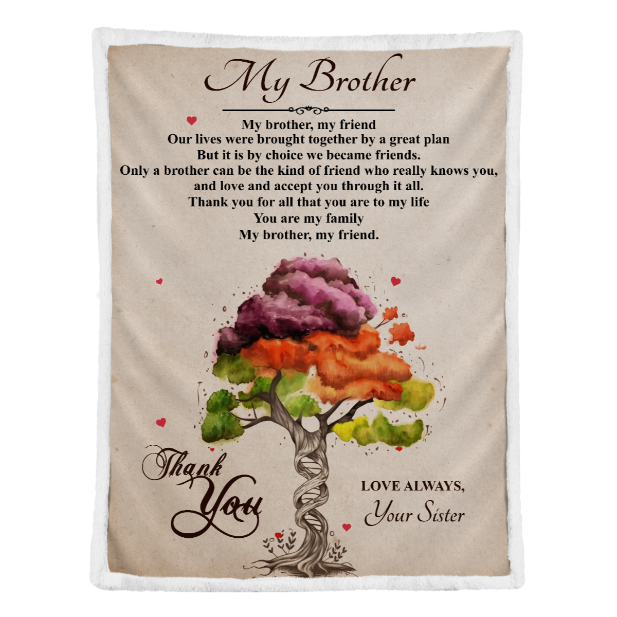 Gift For Brother Blanket, My Brother My Friend Thank You - From Sister 1638256793216.png
