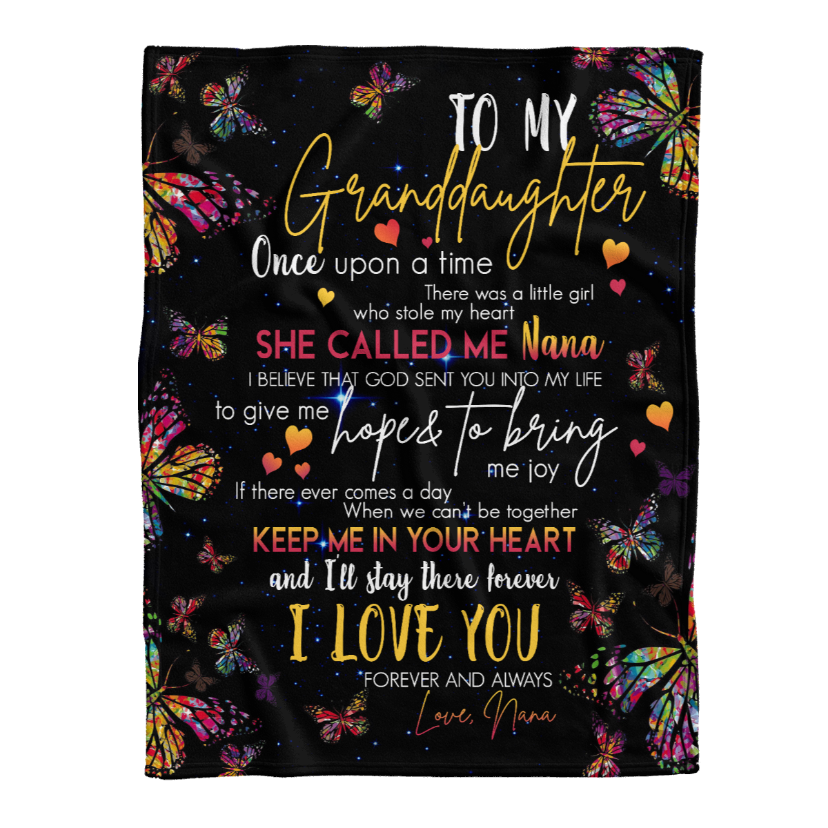 Gift For Granddaughter Blanket, To My Granddaughter Butterfly Keep Me In Your Heart And I'll Stay There Forever - Love From N n 1638257967301.png
