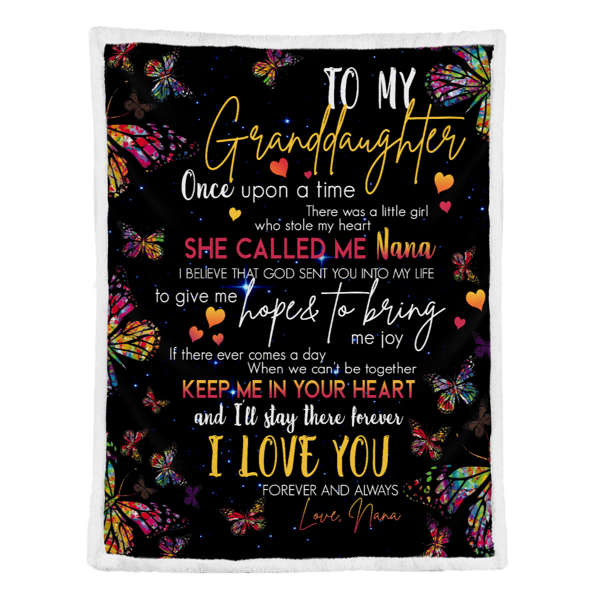 Gift For Granddaughter Blanket, To My Granddaughter Butterfly Keep Me In Your Heart And I'll Stay There Forever - Love From N n 1638257973756.png