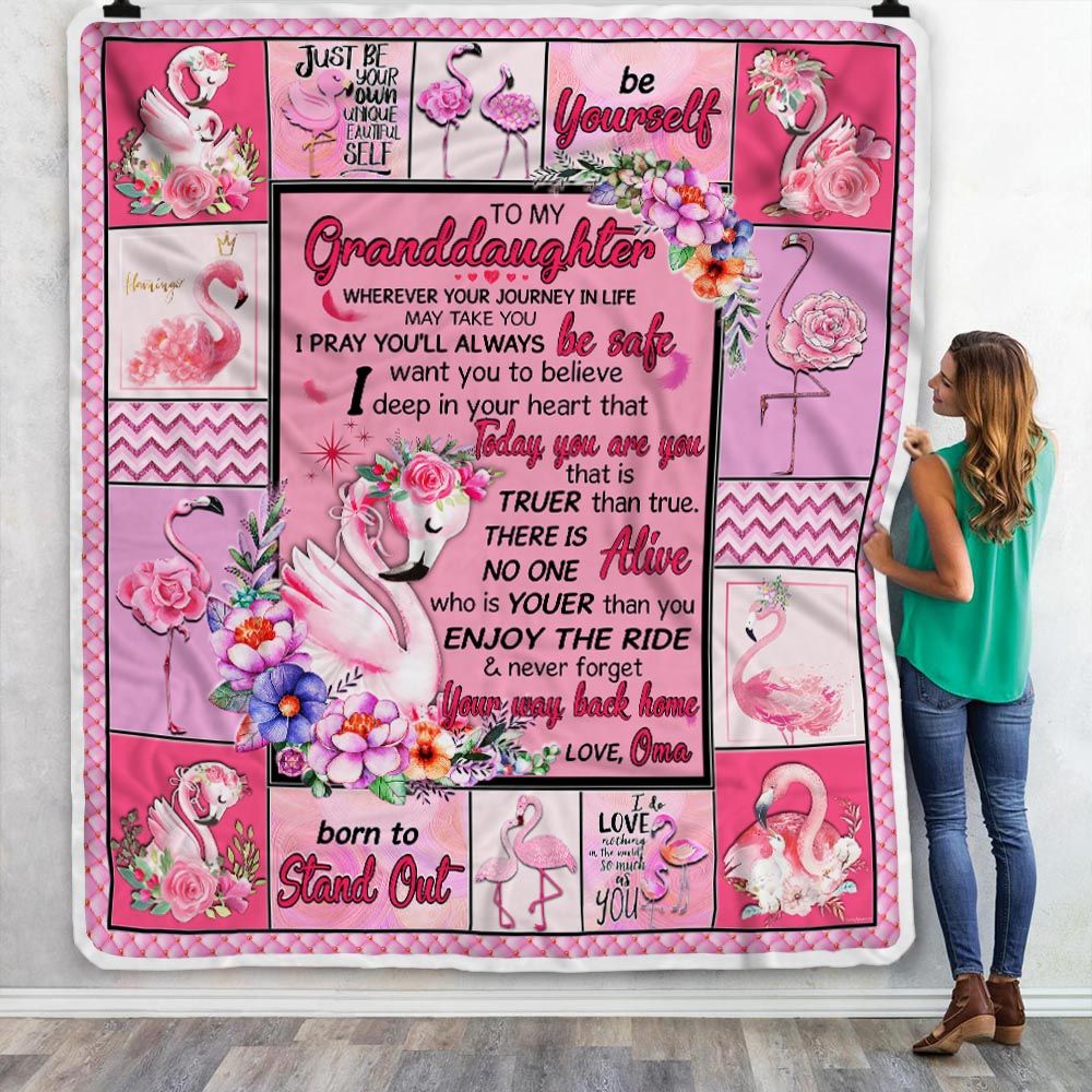 To My Granddaughter Your Way Back Home Flamingo Blanket Gift From Grandma Birthday Gift Home Decor Bedding Couch Sofa Soft And Comfy Cozy 1638324872116.jpg