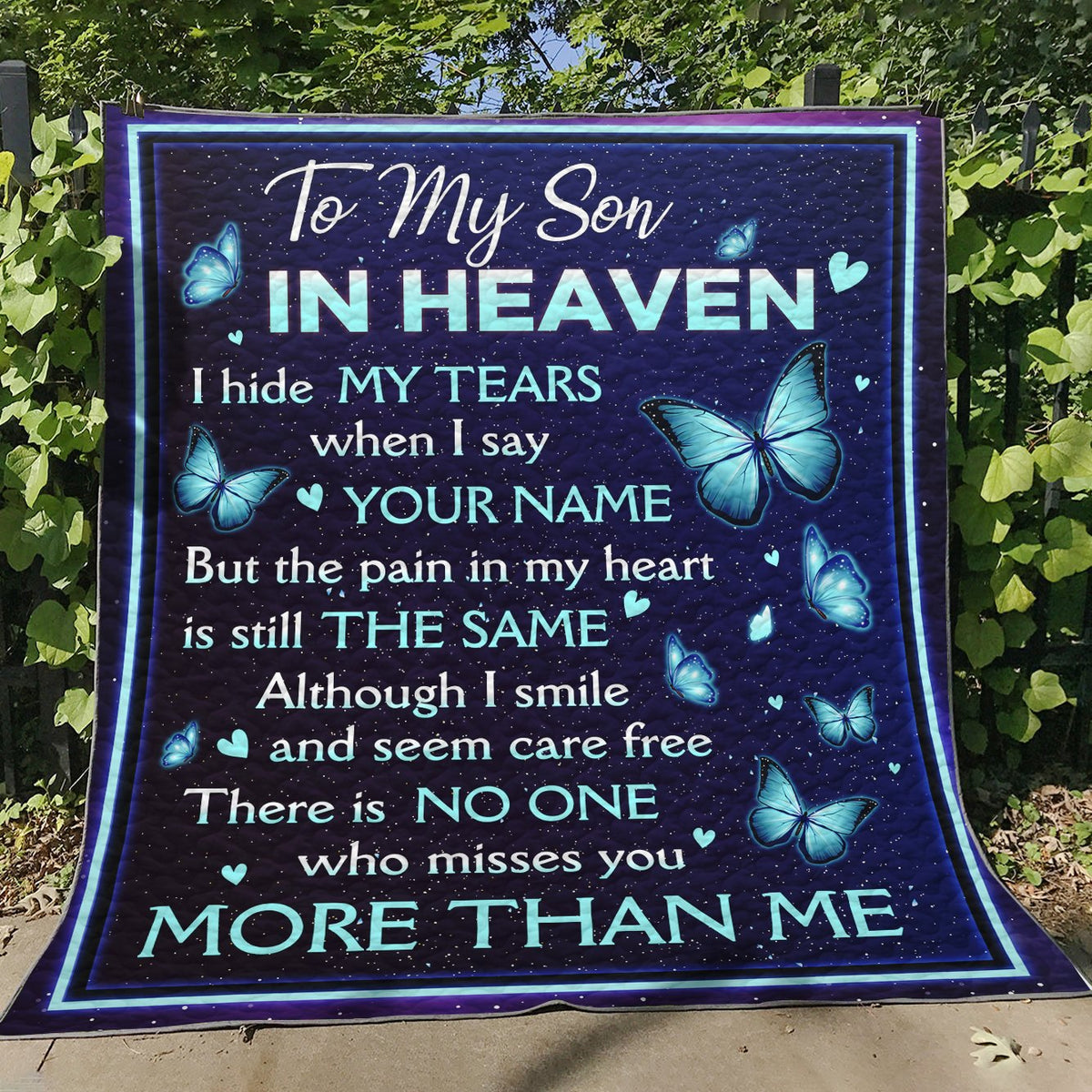 To My Son In Heaven I Hide My Tears When I Say Your Name Fleece Blanket Home Decor Bedding Couch Sofa Soft And Comfy Cozy, Memorial Gift 1638325562875.jpg