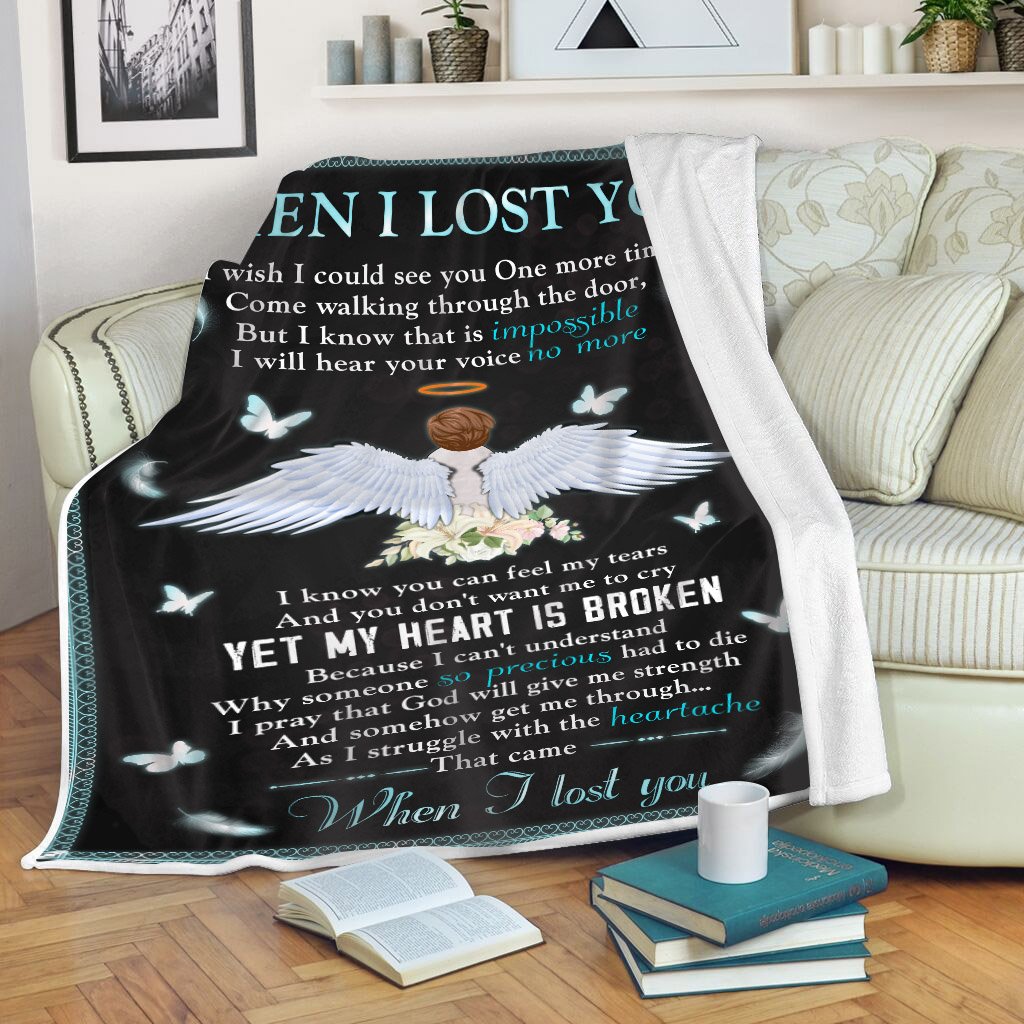 When I Lost You, Angel Wings Memorial Fleece Blanket Home Decor Bedding Couch Sofa Soft And Comfy Cozy, Memorial Gift 1638325664358.jpg