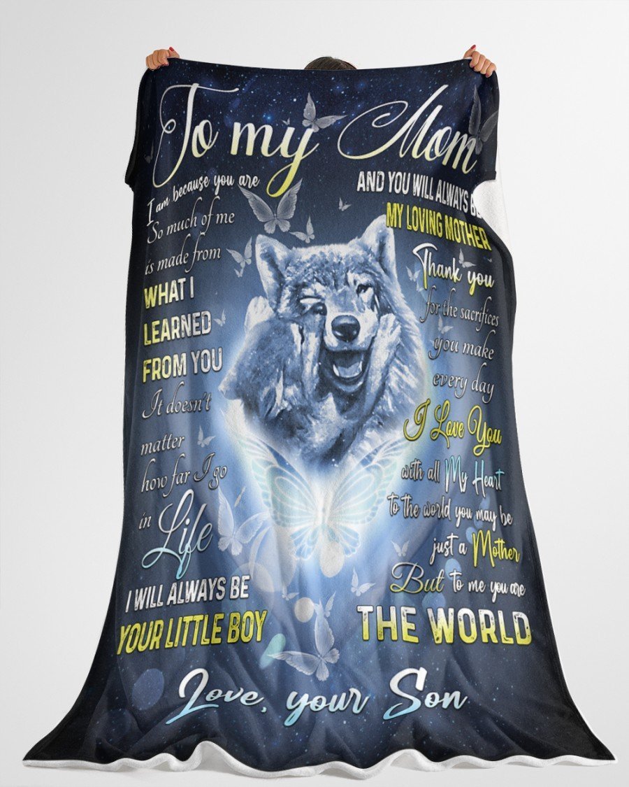 Wolf To My Mom What I Learned From You Blanket Gift For Mom From Son Birthday Gift Home Decor Bedding Couch Sofa Soft And Comfy Cozy 1638326615662.jpg