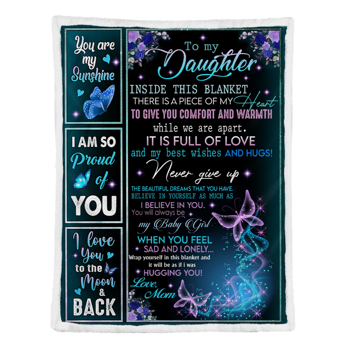 Gift For Daughter Blanket, To My Daughter I Love You To The Moom And Back Fleece Blanket 1638342721382.png
