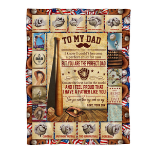 Gift For Father Blanket, Son To Dad You Are The Best Dad In The World Baseball Blanket 1638344319748.png