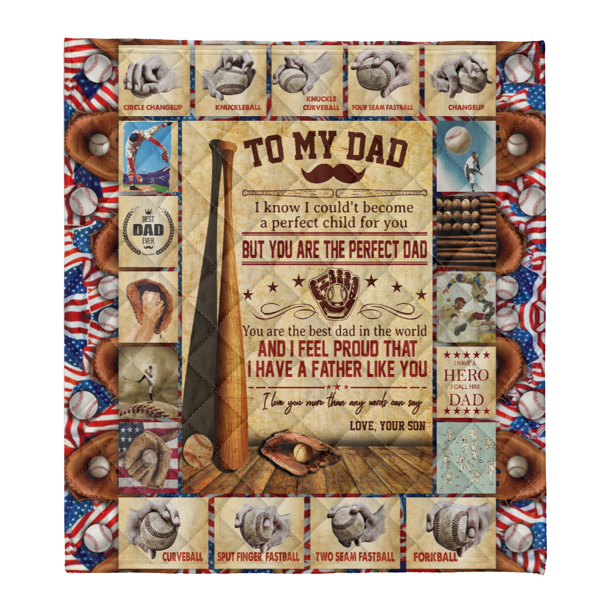 Gift For Father Blanket, Son To Dad You Are The Best Dad In The World Baseball Blanket 1638344324388.png