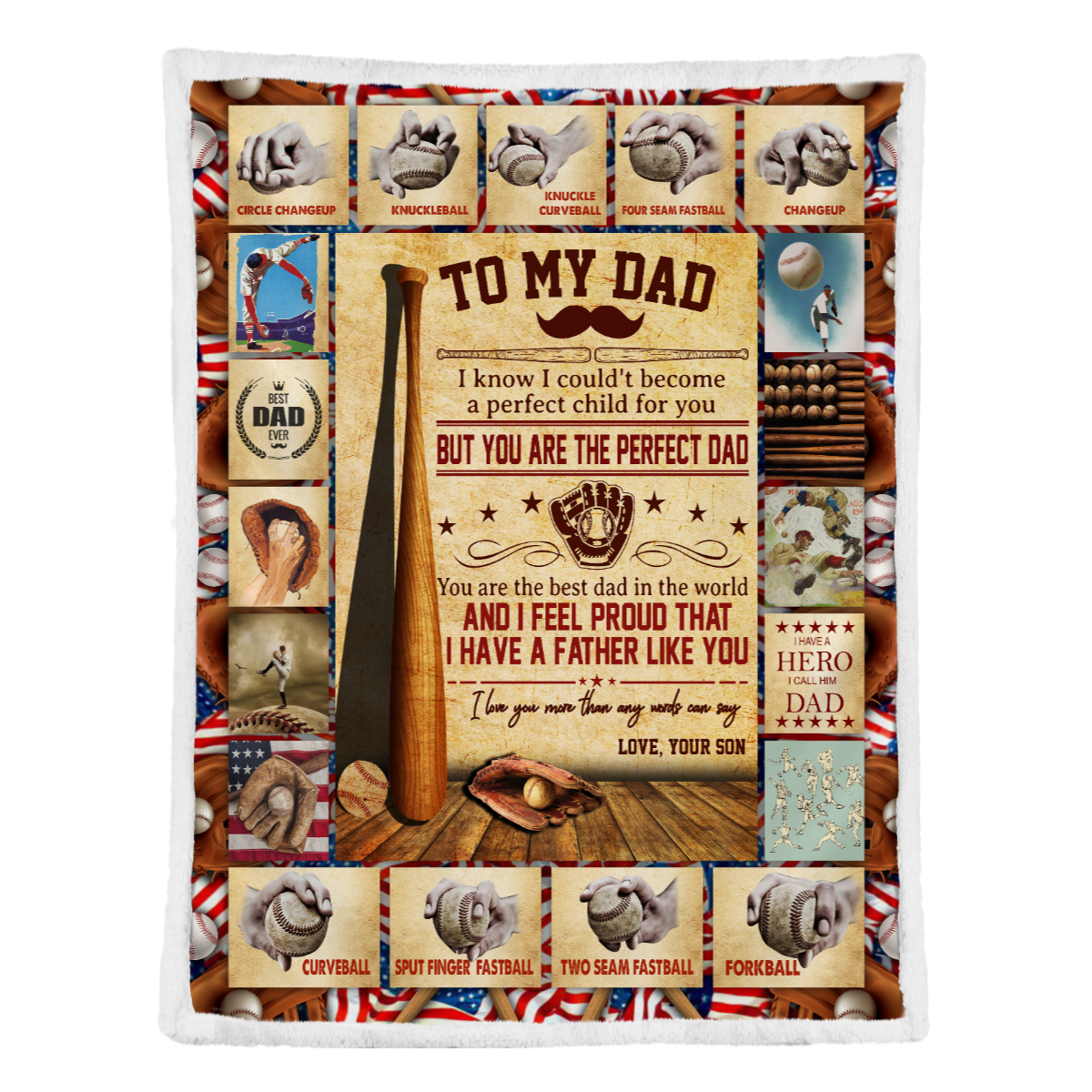 Gift For Father Blanket, Son To Dad You Are The Best Dad In The World Baseball Blanket 1638344328586.png